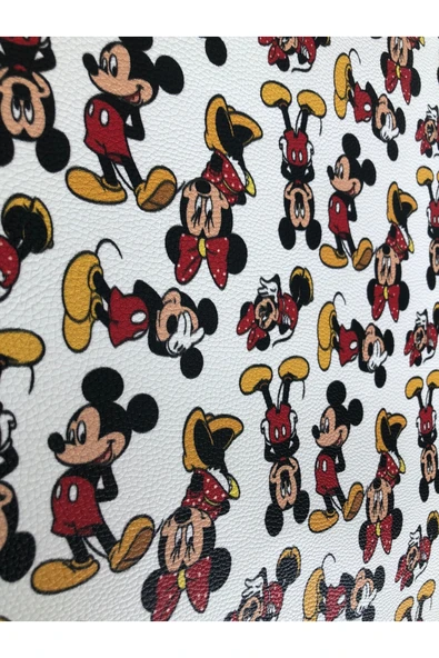 Yapışkanlı Mickey Mouse Suni Deri  Kutu Kılıf Cüzdan Anahtarlık Kaplama  21x30 cm - Resim 3