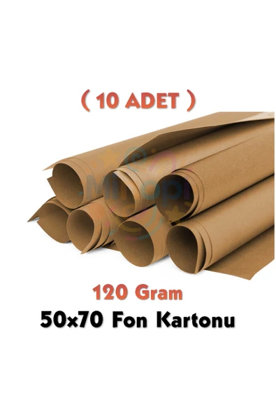 Kahverengi Fon Kartonu 50x70 cm 10'lu Paket 120 gr Renkli Fon Kartonu ürün görseli