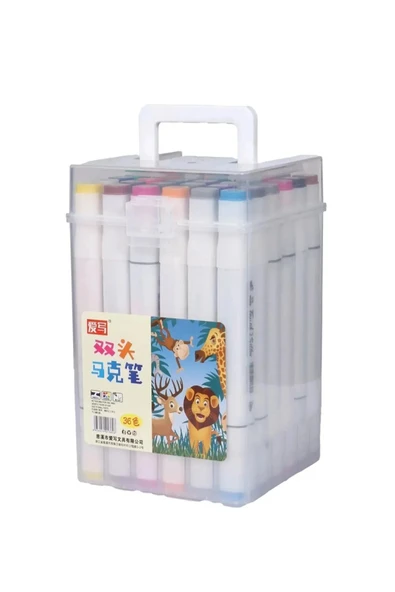 36'lı Çift Taraflı Art Marker Keçeli Kalem Seti Kutulu + Mona Lisa Eskiz Defteri A4 50 Yaprak 120GR. - Resim 2