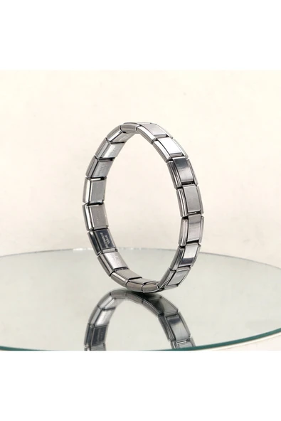 Paslanmaz Çelik İtalyan Charm  Esnek Erkek Kadın Bileklik 17.5 cm Gümüş Renk ( 1 ADET ) ürün görseli