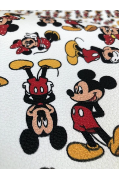 Yapışkanlı Mickey Mouse Suni Deri  Kutu Kılıf Cüzdan Anahtarlık Kaplama  21x30 cm - Resim 4