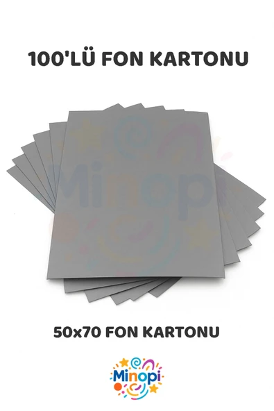 Gri Fon Kartonu 50x70 cm 100'lü Paket Renkli Fon Kartonu Kalın Büyük Boy ürün görseli