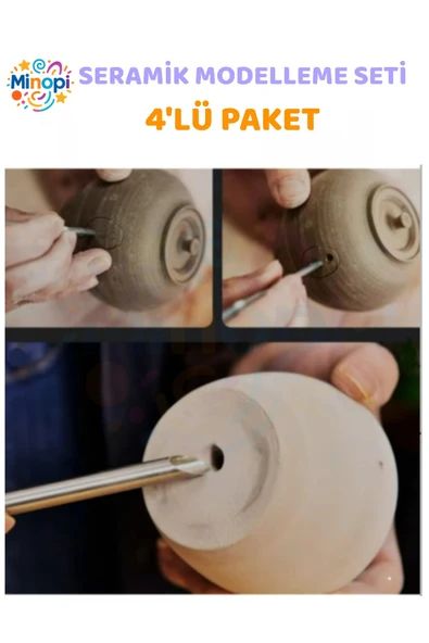 Seramik Kil Çömlek Delik Kesici Seti 4 Parça 1 Paket Polimer Kil Oyma Delme Seti Heykel Dairesel - Resim 2