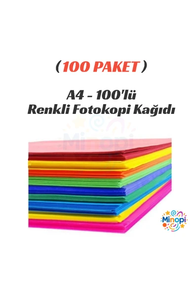 100 Paket Renkli Fotokopi Kağıdı Renkli A4 Kağıdı Paketi 100'lü ürün görseli