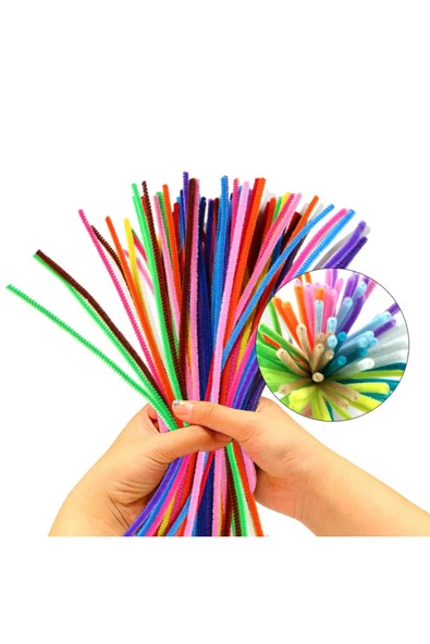 30 Paket Şönil Renkli Paketi 25'li Renkli Tüylü Tel - Resim 2