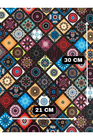 Yapışkanlı Etnik Desenli Suni Deri  Kutu Kılıf Cüzdan Anahtarlık Kaplama  21x30 cm ürün görseli