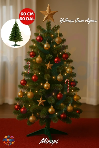 Yılbaşı Çam Ağacı 60 cm Plastik Ayaklı 60 Dal Christmas Tree ürün görseli