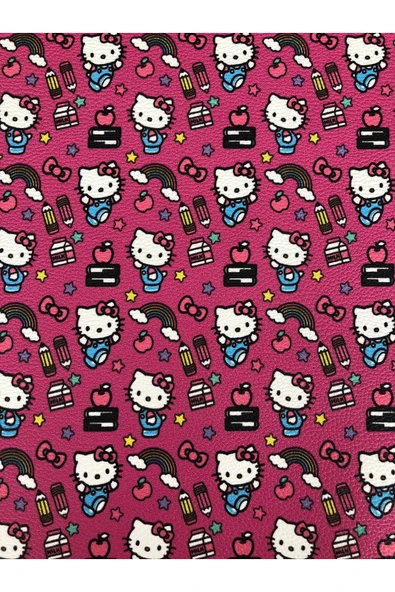 Yapışkanlı Hello Kitty'li Suni Deri  Kutu Kılıf Cüzdan Anahtarlık Kaplama  21x30 cm - Resim 2
