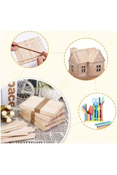 5 Paket Natural İnce Dil Çubuğu Paketi 50'li Abeslang Tahta Dil Çubuğu - Ağda Spatulası - Resim 4