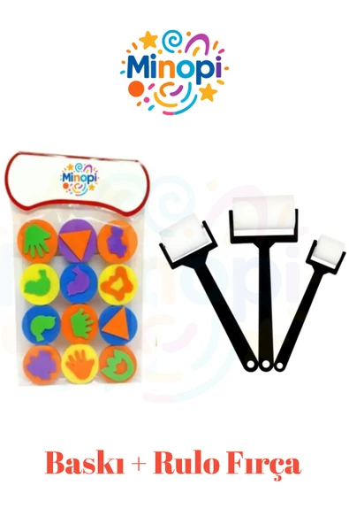 Eva Baskı Süngeri ve 3'lü Rulo Fırça Boyama Süngeri ürün görseli