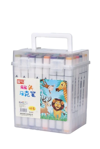 Çift Uçlu Marker Kalem Seti 48 li Özel Plastik Kutulu ürün görseli