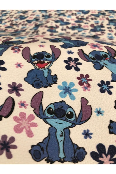 Yapışkanlı Stitch Karakterli Suni Deri  Kutu Kılıf Cüzdan Anahtarlık Kaplama  21x30 cm - Resim 5