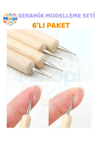 Seramik Kil Çömlek Şekillendirici 6 lı Seramik Modelaj Oyma Seti Heykel Katlama Kalemi Oyma - Resim 2