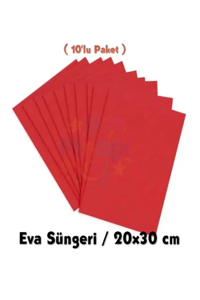 Kırmızı Renkli Eva Süngeri 20X30 cm 10'lu Paket 1.5 mm ürün görseli
