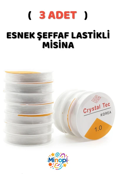 ( 3 Adet ) 1 Mm Esnek Misina, Lastikli Misina, Şeffaf Renk ürün görseli