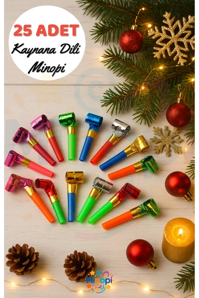 25 Adet Yılbaşı Uzayan Düdük Kaynana Dili Rengarenk Parti ve Doğum Günü Düdüğü ürün görseli