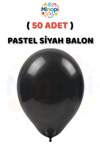 ( 50 Adet ) Siyah Balon 12'' Lateks Pastel Balon Doğum Günü Organizasyon Süsleme ürün görseli