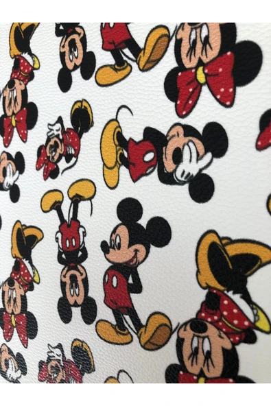 Yapışkanlı Mickey Mouse Suni Deri  Kutu Kılıf Cüzdan Anahtarlık Kaplama  21x30 cm - Resim 2