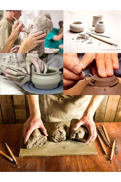 Seramik Başlangıç Seti Oyma Şekillendirici Set 16 Parça Set Kil Çömlek Şekillendirici - Resim 2