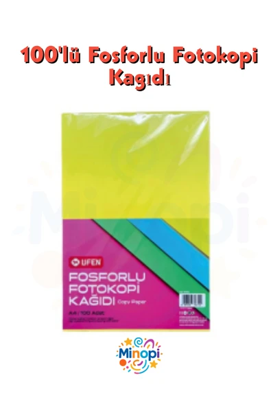 A4 Fosforlu Fotokopi Kağıdı 100'lü Paket Karışık Renk Copy Paper ürün görseli