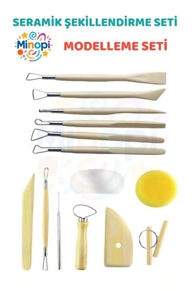 Seramik Başlangıç Seti Oyma Şekillendirici Set 14 Parça Set Kil Çömlek Şekillendirici ürün görseli
