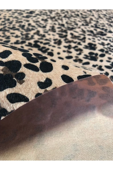 Tüylü Leopar Suni Kumaş Ayakkabı Çanta Kendin Yap ve Hobi Projeleri için Lüks Malzeme (1M) - Resim 2