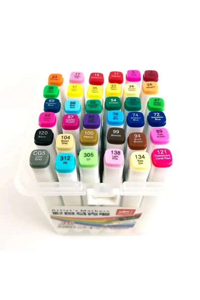 36'lı Çift Taraflı Art Marker Keçeli Kalem Seti Kutulu + Mona Lisa Eskiz Defteri A4 50 Yaprak 120GR. - Resim 3