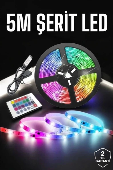 Led Işık 5 Metre Şerit Led RGB Işıklı - Resim 2