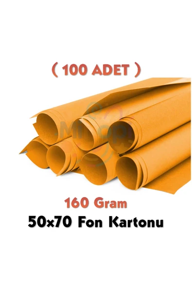 Turuncu Fon Kartonu 50x70 cm 100'lü Paket 160 gr Renkli Fon Kartonu ürün görseli