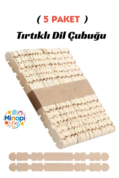 5 Paket Naturel Geçmeli Dil Çubuğu Paketi 50'li Tırtıklı Geçirmeli Eklemeli Dondurma Çubuğu ürün görseli
