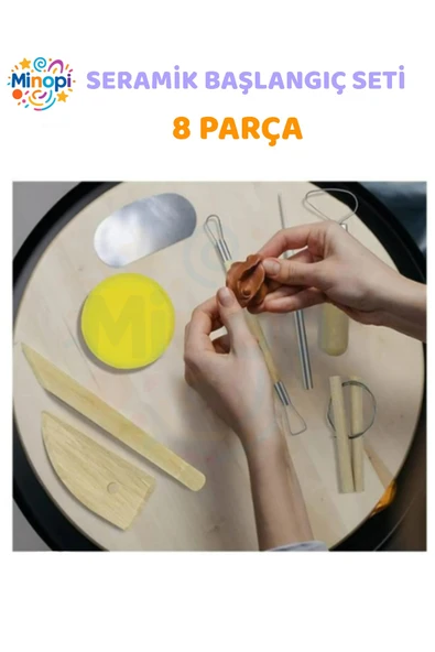 Seramik Başlangıç Seti 8 Parça 1 Paket Modelaj Modelleme Hekel Çömlek Sanatsal Ebeşuar Hobi Düzeltme - Resim 2