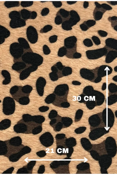 Kendinden Yapışkanlı Tüylü Leopar Kumaş Ayakkabı Çanta Araç İçi Döşeme Hobi Ürünleri 21 x 30 cm ürün görseli