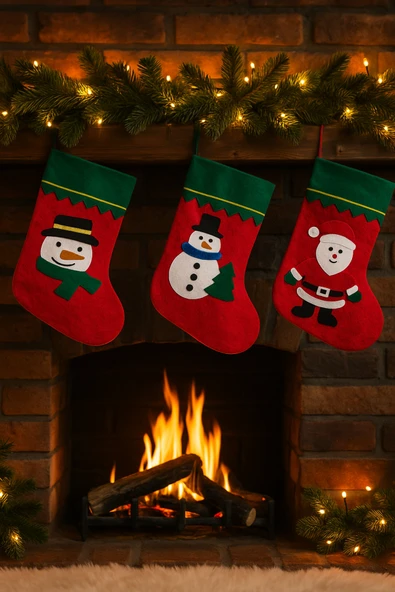 Yılbaşı Dekor Çorap I 5 Adet Şömine Çorap Yılbaşı Duvar Süsü - Resim 2