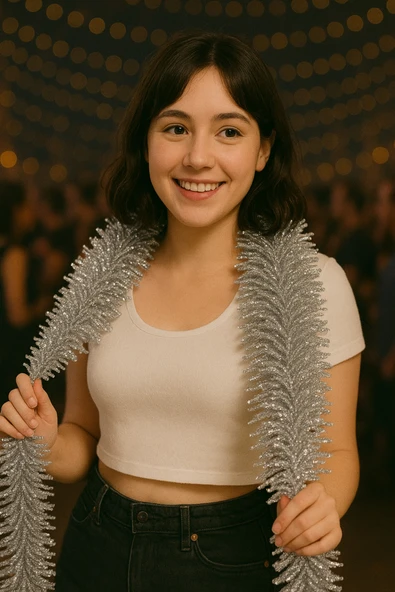 Gümüş Yılbaşı Garland Doğum Günü Simi Çam Ağacı Süsü 200 Cm Boyuna Boyuna Asılan Süsleme Sim - Resim 2