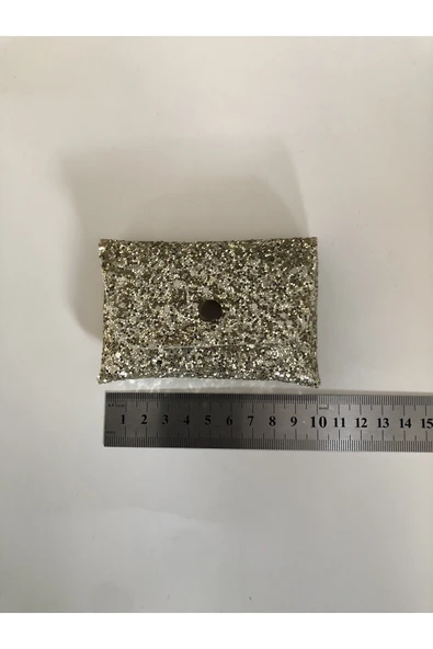 Parıltılı Mini Kartlık Cüzdan  Para Kesesi Kart Tutucu Çıtçıtlı Model 10x7 cm - Resim 6