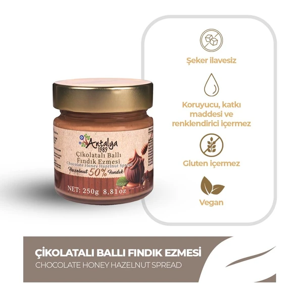 Antalya Reçelcisi 250g Çikolatalı Ballı Fındık Ezmesi | Doğal Enerji ürün görseli
