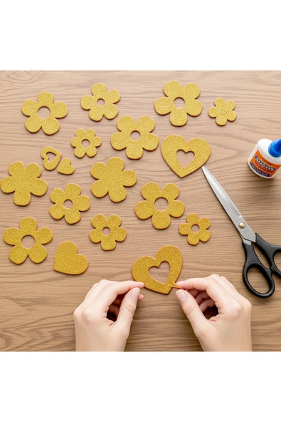 Altın Renkli Simli Eva Süngeri 20x30 cm 10'lu Paket 1.5 mm - Resim 2