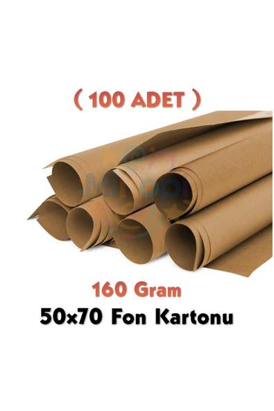 Kahverengi Fon Kartonu 50x70 cm 100'lü Paket 160 gr Renkli Fon Kartonu ürün görseli