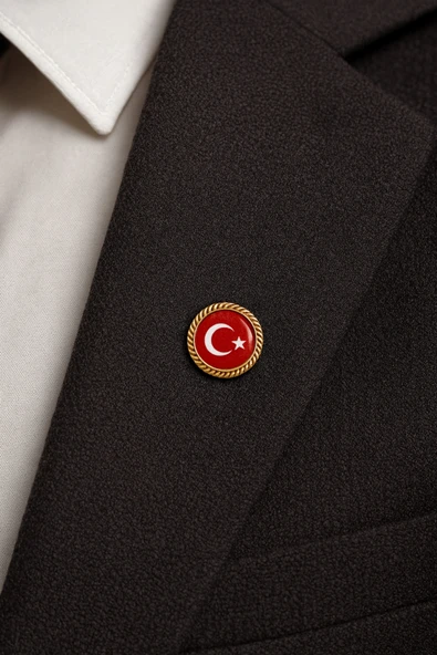 ( 2 Adet ) Türk Bayraklı Yaka Rozeti Gold Metal Türk Bayrağı Öğretmenler Günü Hediyesi Bayrak ürün görseli