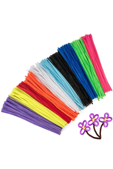 3 Paket Şönil Renkli Paketi 25'li Renkli Tüylü Tel - Resim 3