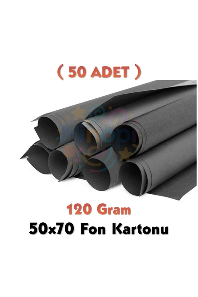 Siyah Fon Kartonu 50x70 cm 50'li Paket 120 gr Renkli Fon Kartonu ürün görseli