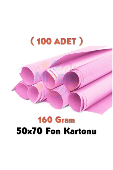 Pembe Fon Kartonu 50x70 cm 100'lü Paket 160 gr Renkli Fon Kartonu ürün görseli