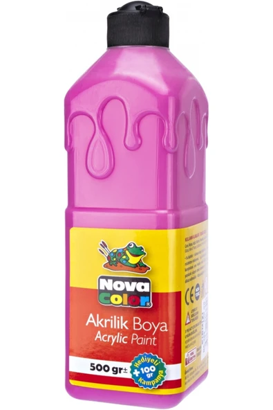 Pembe Akrilik Boya 500 gr 1 Adet Su Bazlı Akrilik Boyası Hobi Sanatsal Boy Tuval Ahşap Metal ürün görseli
