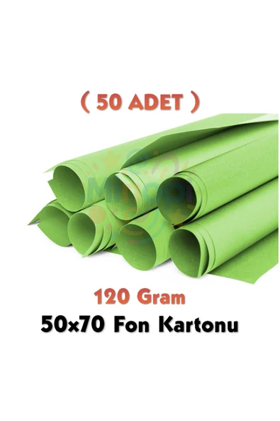 Açık Yeşil Fon Kartonu 50x70 cm 50'li Paket 120 gr Renkli Fon Kartonu ürün görseli