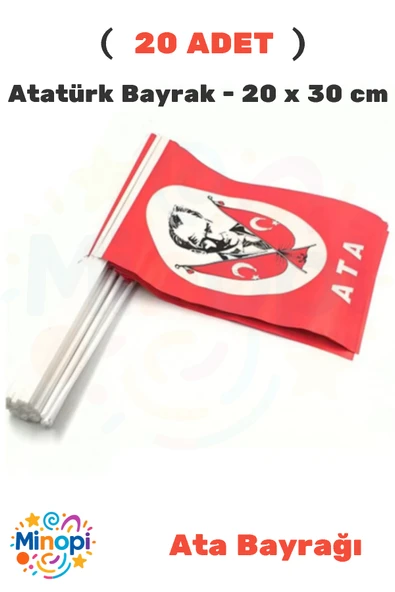 ( 20 Adet ) Vatan Battal Boy Çıtalı Kağıt Ata Bayrak Atatürk Bayrağı 20 x 30 cm ürün görseli