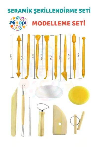 Seramik Başlangıç Seti Oyma Şekillendirici Set 16 Parça Set Kil Çömlek Şekillendirici ürün görseli