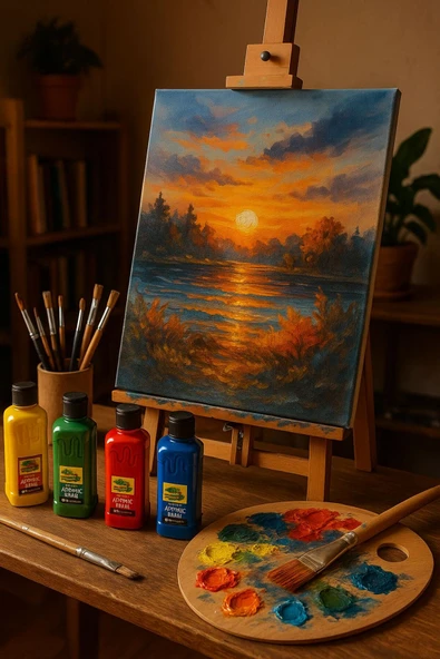 Pembe Akrilik Boya 250 gr 1 Adet Su Bazlı Akrilik Boyası Hobi Sanatsal Boy Tuval Ahşap Metal - Resim 2