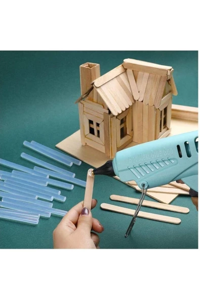 40 Paket Natural İnce Dondurma Çubuğu Paketi 50'li Abeslang Tahta Dil Çubuğu - Ağda Spatulası - Resim 3