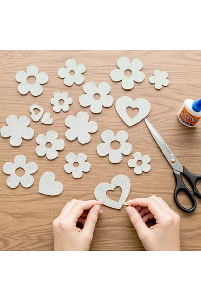 BeyazRenkli Simli Eva Süngeri 50X70 cm 10'lu Paket 1.5 mm - Resim 2