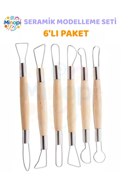 Seramik Kil Çömlek Çift Yönlü Dip Alma Seti 6 Parça 1 Paket Polimer Kil Oyma Seti Ebeşuar Yuvarlak ürün görseli